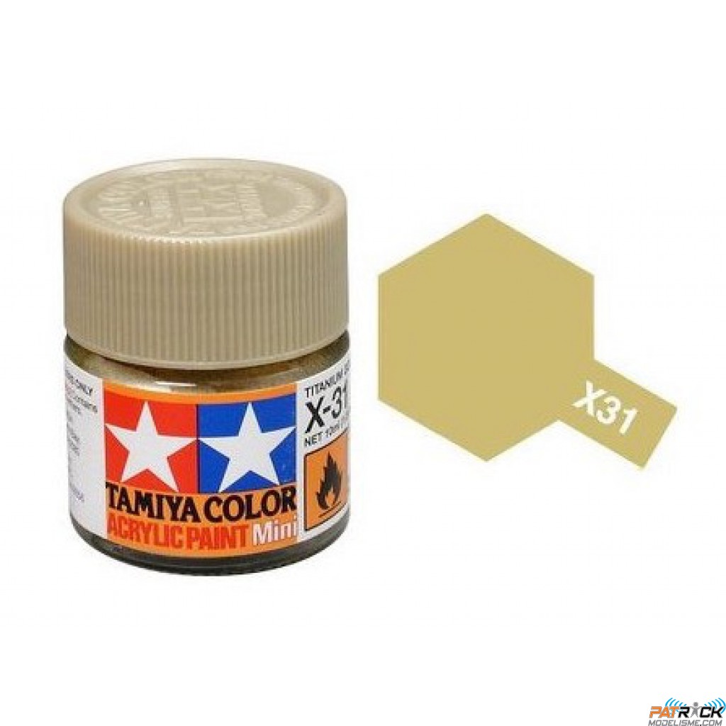 Pot de peinture acrylique Tamiya X31 Titanium Or brillant 10ml