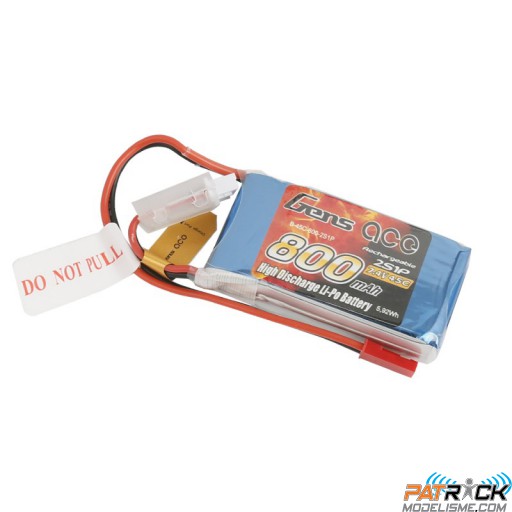 Accu LiPo GENS ACE 800mAh 2S 7.4V 45C JST/BEC