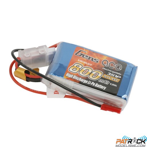Accu LiPo GENS ACE 800mAh 3S 11.1V 45C JST-BEC