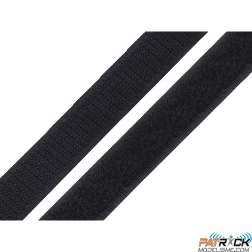 Velcro autocollant noir, long 20 cm/largeur 20mm