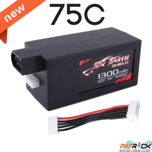 Accu LiPo Tattu 1300mAh 4S 14,8V 75C XT60 Hardcase