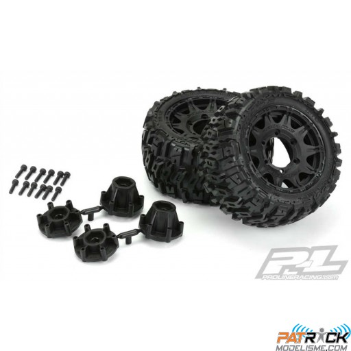 Roues Proline Trencher 2,8" jante noire Raid (paire) 12mm AV/AR
