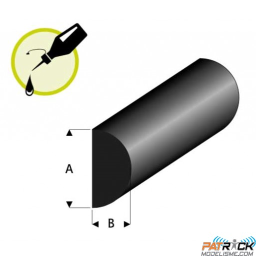 Liston caoutchouc demi rond H6x3,1mm L2m