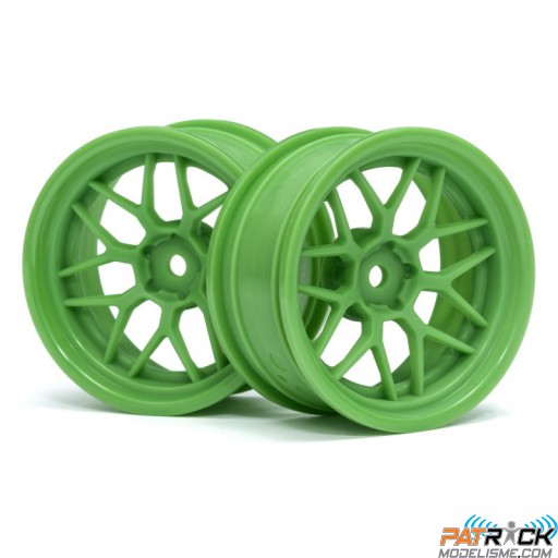 Jantes TECH 7 verte 52X26X+6mm offset 1/10 ème