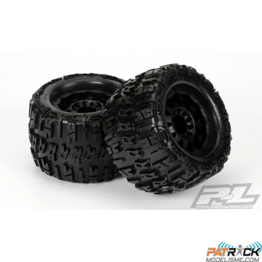 Roues Proline Trencher 3,8" sur jante noire F-11 (paire) 17mm 1/2" offset Truggy