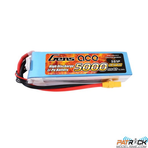 Accu LiPo Gens Ace 5000mAh 5S 18.5V 60C XT90