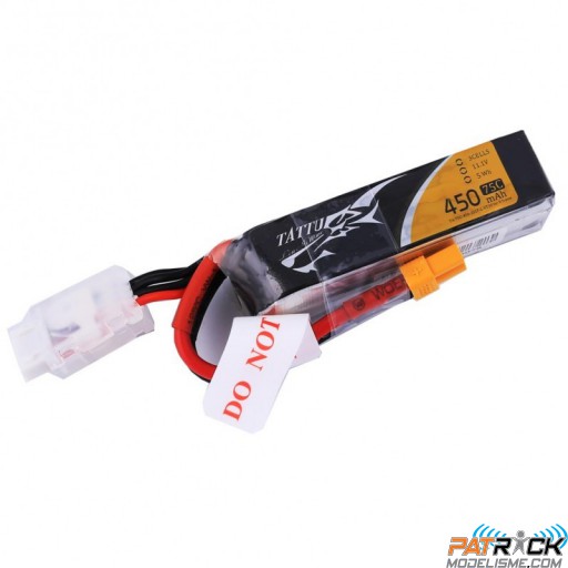 Accu LiPo Tattu 450mAh 3S 11,1V 75C XT-30 Long H Frame