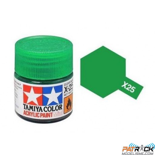 Pot de peinture acrylique Tamiya X-25 Vert transparent 10ml