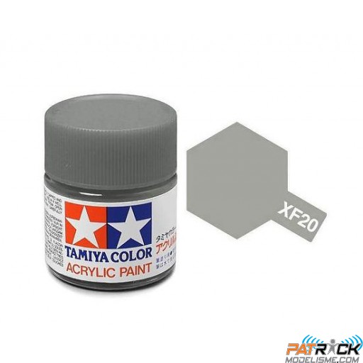 Pot de peinture acrylique Tamiya XF-20 Gris Moyen mat 10ml