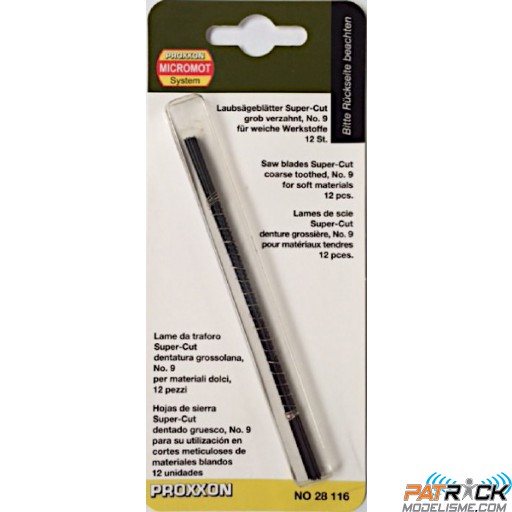 Proxxon Lame Super Cut pour bois, grossièrement dentées (No.9: 14 dents sur 25mm), 12 pièces