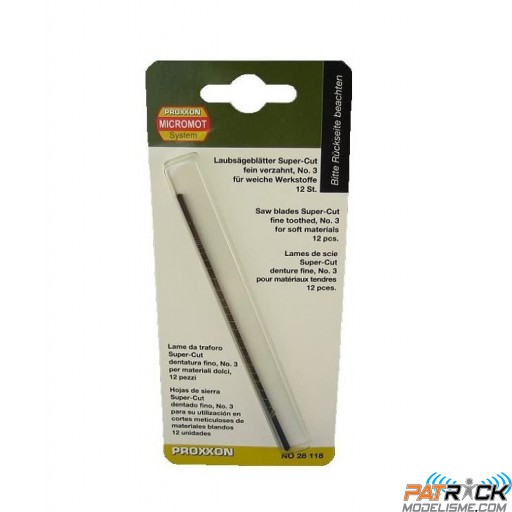 Proxxon Lame Super Cut pour bois, denture fine (No.3: 20 dents sur 25mm), 12 pièces