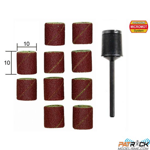 10 bandes abrasives grain 150 ø10mm avec support Proxxon MICROMOT