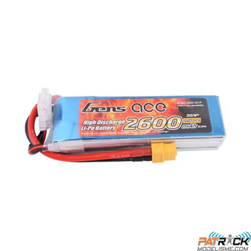 Accu LiPo GENS ACE 2600mAh 3S 11.1V 25C XT60