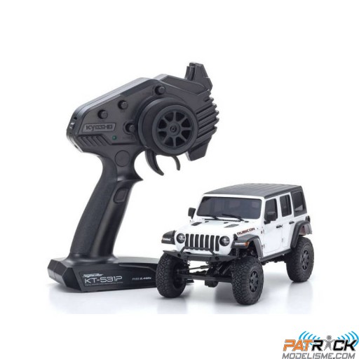 Kyosho Mini-Z 4X4 Mx-01 Jeep Wrangler Rubicon Blanc Brillant Limitée + LED