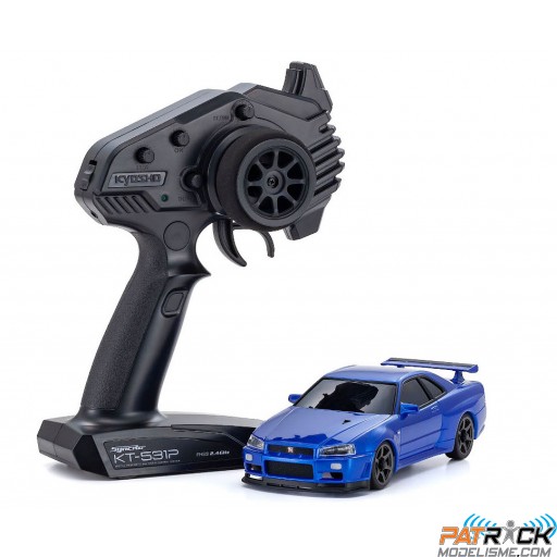 Kyosho Mini-Z AWD Nissan Skyline GT-R V-Spec Nur.II R34 Bleu (Drift pack)