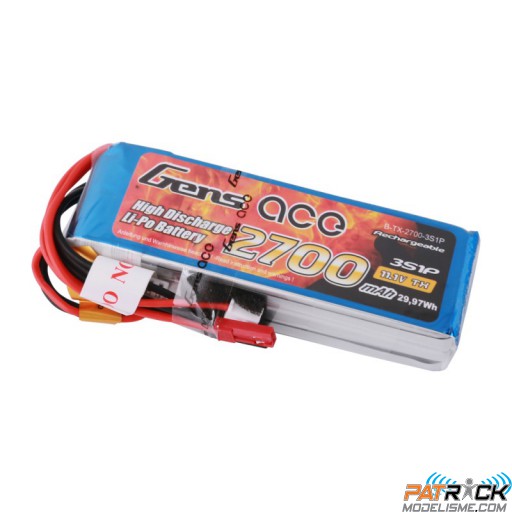 Accu LiPo GENS ACE 2700mAh 3S 11.1V TX Futaba/JST-XHR/JST-SYP