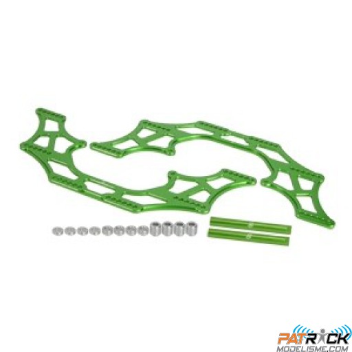3 racing kit de chassis alu Chassis alu vert renforcé pour Axial AX10