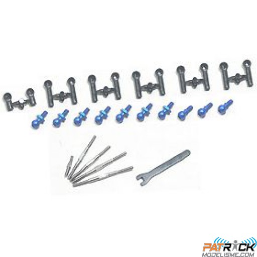 64 titane Turnbuckle Set w/Ballcups and truer 5 pièce(s) ALU bleu - M18T