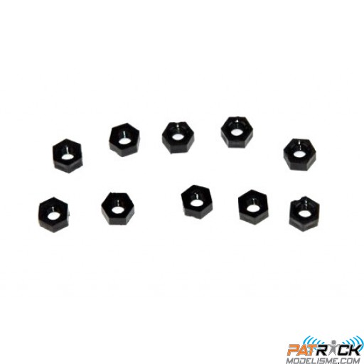 Ecrou nylon noir M3 / 10 pièces