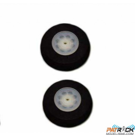Roues avion mousse 65mm super légère, jante nylon 12gr (paire)