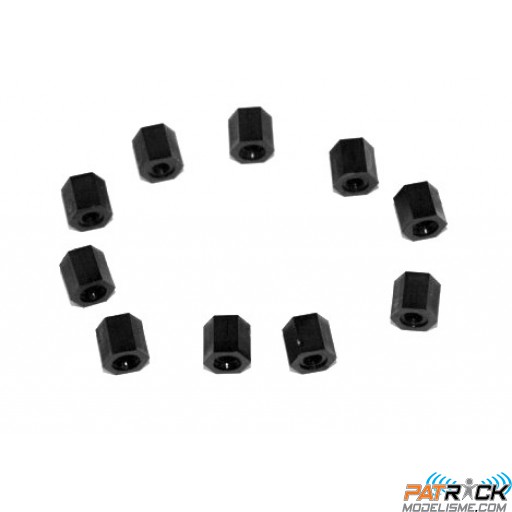 Entretoise nylon noir femelle-femelle M3 / 6mm Diamètre extérieur : 5.5mm 10 pièces