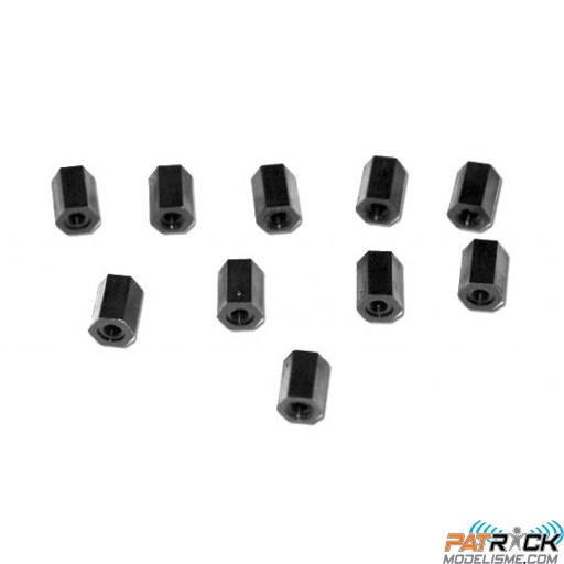Entretoise nylon noir femelle-femelle M3 / 8mm Diamètre extérieur : 5.5mm 10 pièces