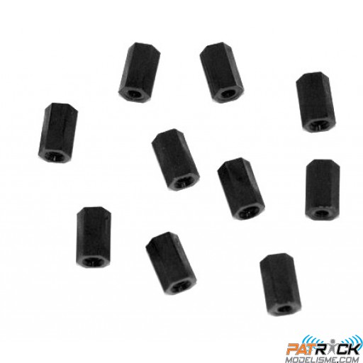 Entretoise nylon noir femelle-femelle M3 / 10mm Diamètre extérieur : 5.5mm 10 pièces