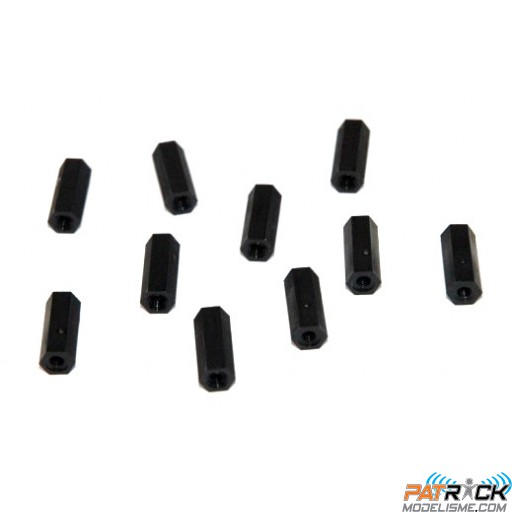 Entretoise nylon noir femelle-femelle M3 / 15mm Diamètre extérieur : 5.5mm 10 pièces