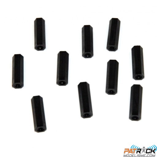 Entretoise nylon noir femelle-femelle M3 / 20mm Diamètre extérieur : 5.5mm 10 pièces
