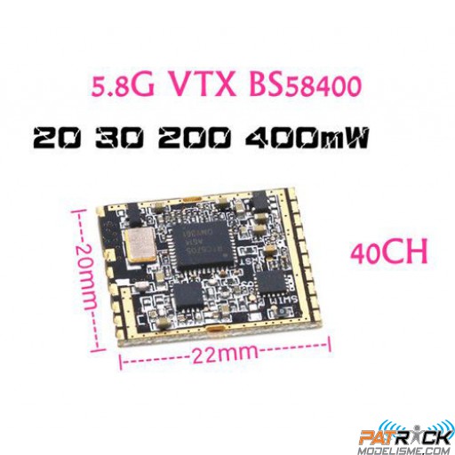 Emetteur Vidéo mini LANTIAN BS58400 5.8G 40CH 20mW/30mW/200mW/400mW Switchable FPV