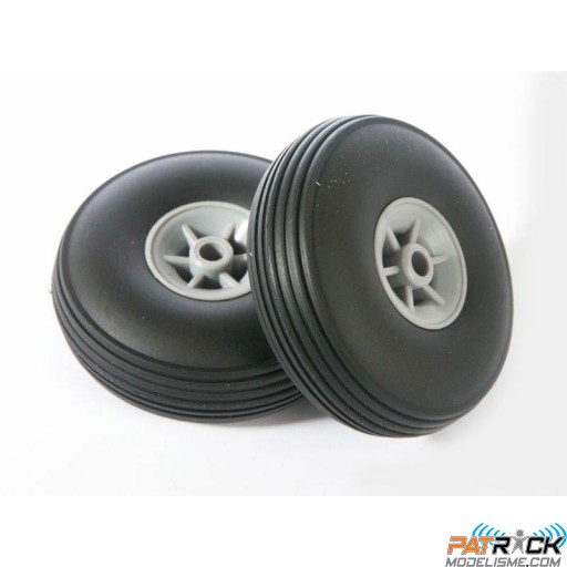 Roues avion caoutchouc moyeu nylon 50mm (paire)