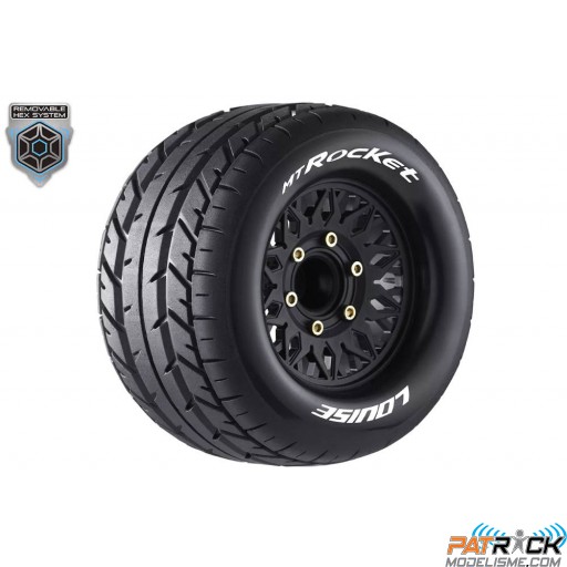 Roues Louise MT-ROCKET Jantes 2.8" Noire- Hexagone 12N,12W,14,17mm Monster truck 1/10