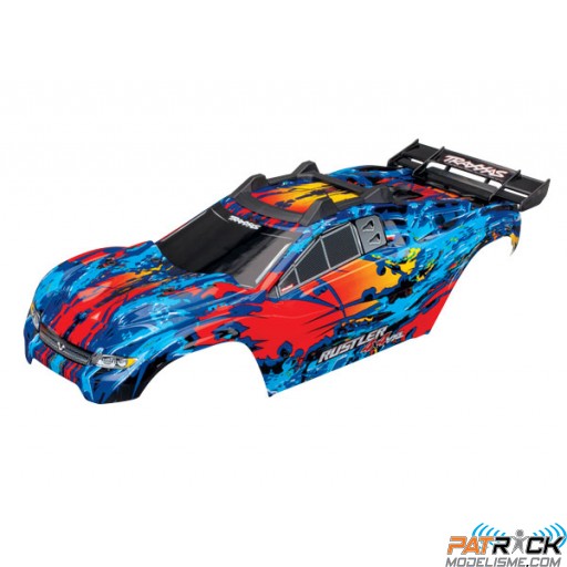 Carrosserie peinte et décorée rouge Traxxas Rustler 4x4