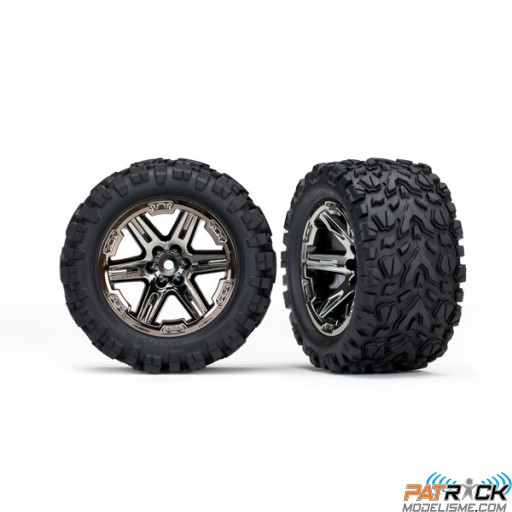 Roues Traxxas montées 2.8'' noires chromées Talon (paire)