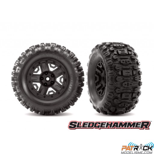 Roues Traxxas montées 2.8'' noires SledgeHammer (paire) RUSTLER