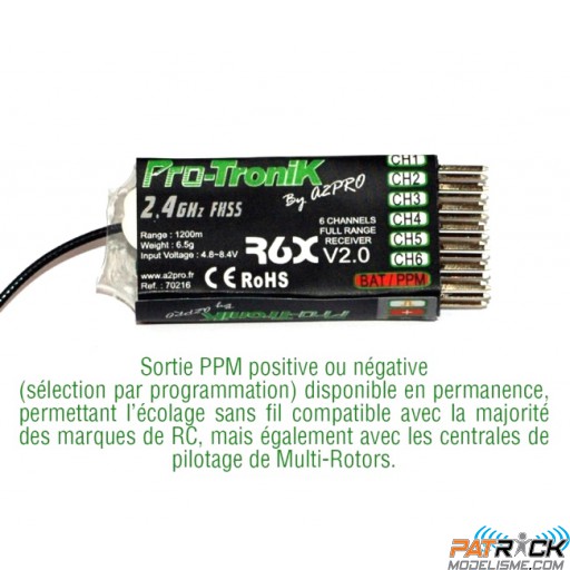 Récepteur Pro-Tronik R6X V2 FHSS 2,4GHZ