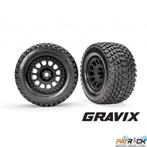 Roues montées collées noir GRAVIX (2) Traxxas XRT