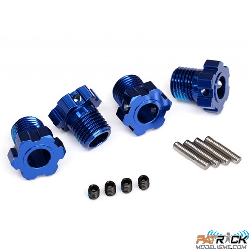 Hexagones de roues alu bleu anodisés 17mm (4)