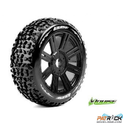 Roues Louise RC B-Mazinger soft Buggy 1/8e (x2) - Montés - jantes noires Hexagone 17mm