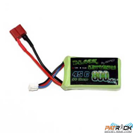 Accu LiPo Black Lithium 800 mAh 7,4V 2S 45C Dean