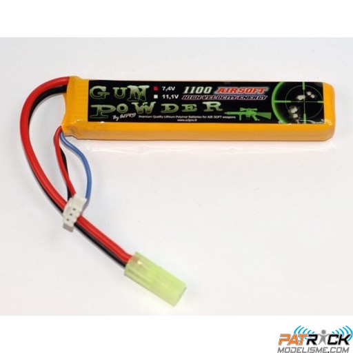 Accus Lipo Airsoft Gun Powder 1100mah 2s 7,4V mini tamiya