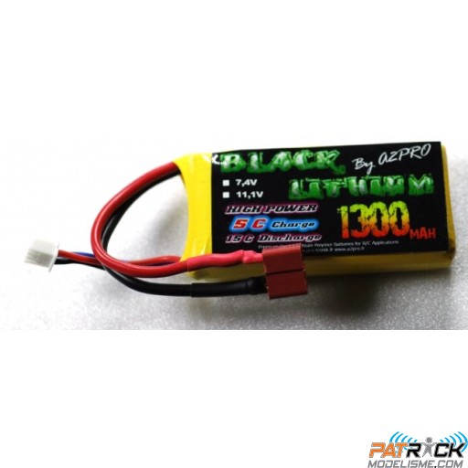 Accu LiPo Black Lithium 1300mAh 15C 3S (118grs) Dean