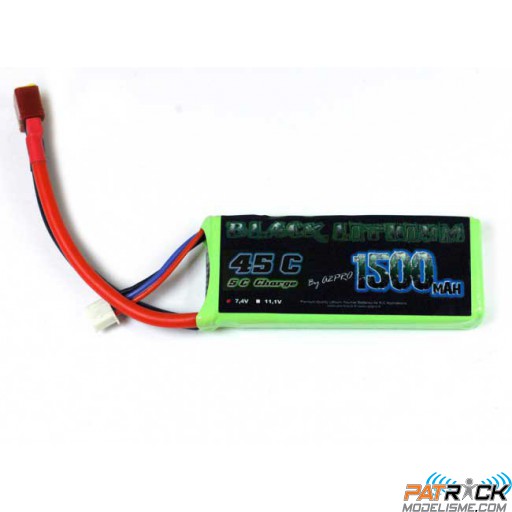 Accu LiPo Black Lithium 1500mAh 45C 2S (88 grs) Dean
