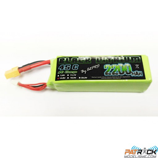 Accu LiPo Black Lithium 2200mAh 45C 4S (226 grs) XT60