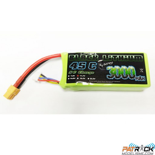 Accu LiPo Black Lithium 3000mAh 45C 3S (235 grs) XT60
