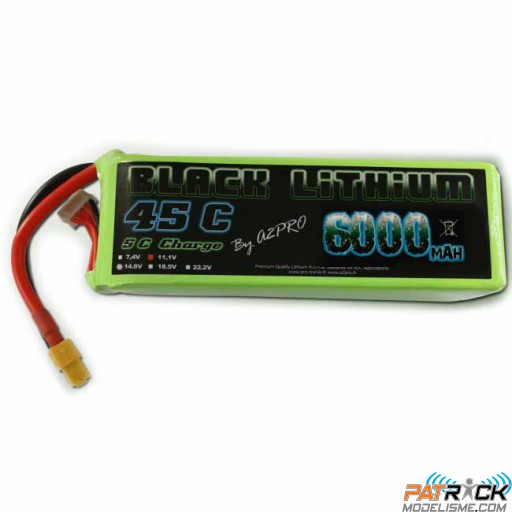 Accu LiPo Black Lithium 6000 mAh 11,1V 3S  (411 grs) 45C XT60