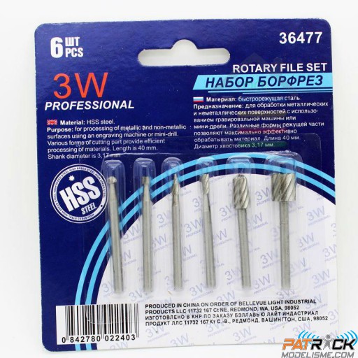Jeu de fraises acier HSS pour mini perceuse axe 3,17mm