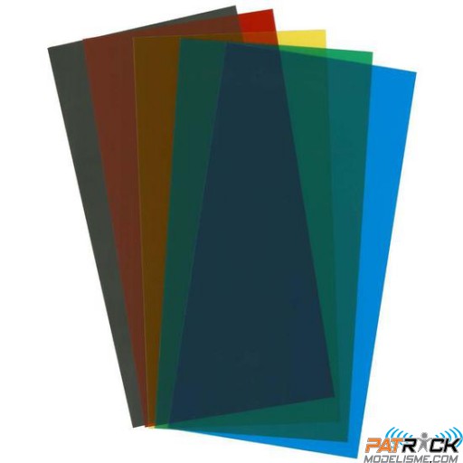9905-Evergreen 5 Plaques transparentes de couleurs 152x304x0,25mm