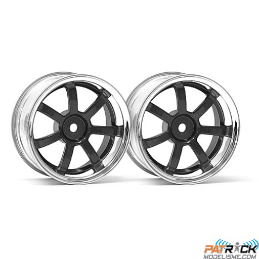 Jantes HPI GRAM LIGHTS 57S-PRO chromée/noir deport 9mm (paire)