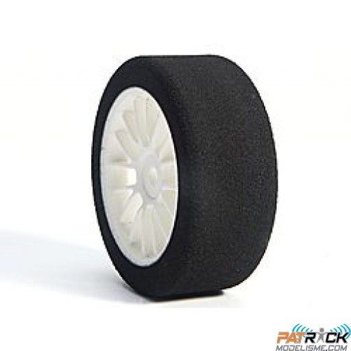 Pneus HPI montés pro foam , jante baton blanche, pneu mousse c35 26mm avant (paire) – piste 1/10ème
